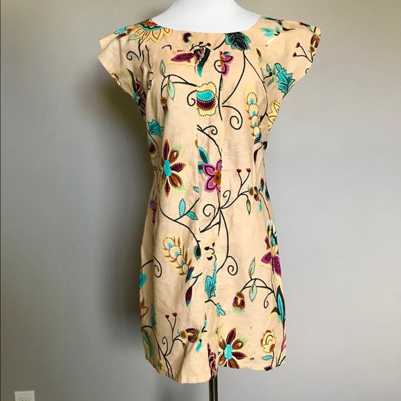 Floral Print Wing Sleeve Retro Mini Dress - Picture 2 of 5